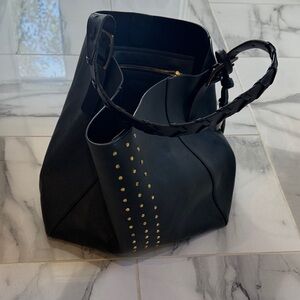 Chic Dark Green Studded Tote Bag